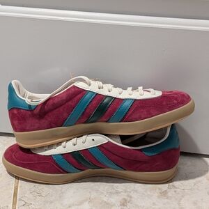 Adidas Gazelle Indoor Maroon and Turquoise Trainers